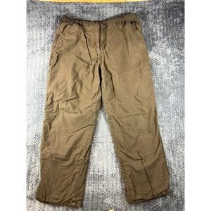 Smith's Workwear Pants Men 40x32 Olive Green Cotton Canvas Fleece Lined Straight